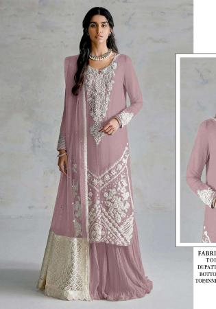 Picture of Georgette Rosy Brown Straight Cut Salwar Kameez