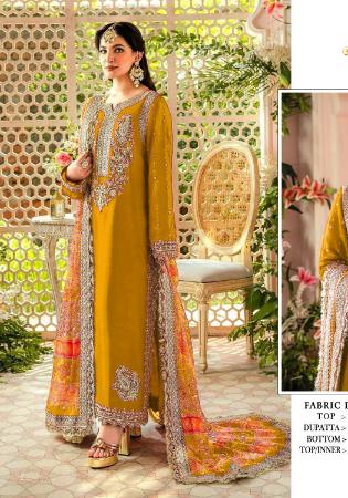 Picture of Chiffon Dark Golden Rod Straight Cut Salwar Kameez