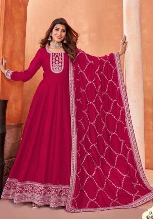 Picture of Bewitching Silk Crimson Anarkali Salwar Kameez