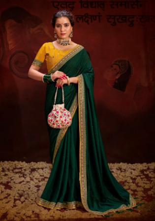 Picture of Gorgeous Georgette Dark Green Saree