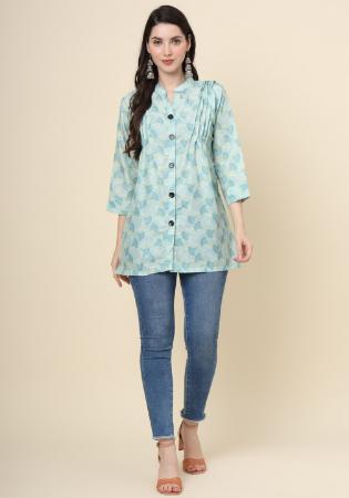 Picture of Classy Cotton Light Steel Blue Kurtis & Tunic