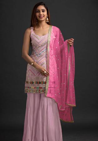 Picture of Georgette Rosy Brown Straight Cut Salwar Kameez