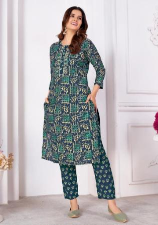 Picture of Chiffon Dark Sea Green Readymade Salwar Kameez