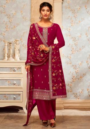 Picture of Gorgeous Georgette Maroon Straight Cut Salwar Kameez