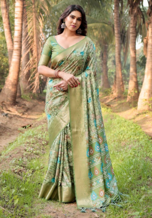 Picture of Fascinating Silk Dark Khaki Saree