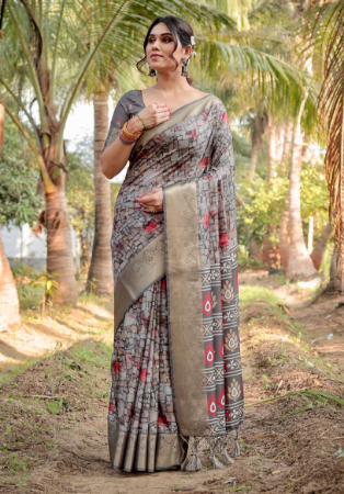 Picture of Amazing Silk Grey Saree