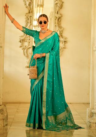 Picture of Radiant Satin & Silk Dark Cyan Saree