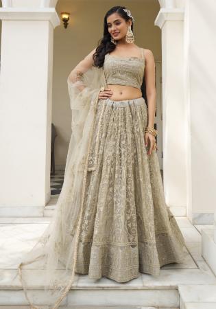 Picture of Superb Net Grey Lehenga Choli