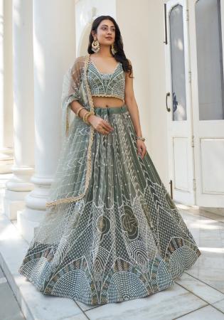 Picture of Beautiful Net Sea Green Lehenga Choli