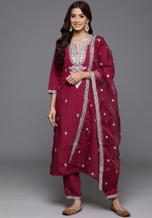 Picture of Appealing Chiffon Maroon Readymade Salwar Kameez