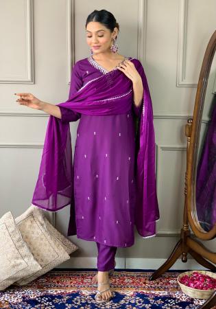 Picture of Statuesque Chiffon Purple Readymade Salwar Kameez