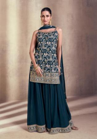 Picture of Georgette Midnight Blue Straight Cut Salwar Kameez