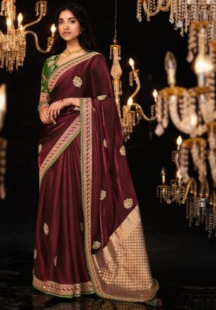 Picture of Pleasing Chiffon Maroon Saree