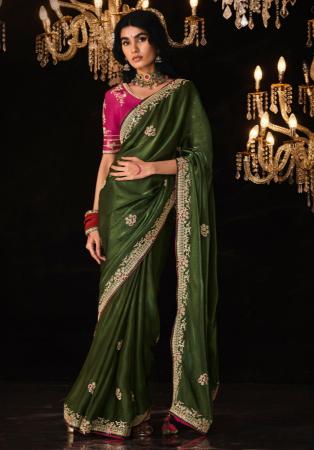 Picture of Admirable Chiffon Dark Olive Green Saree