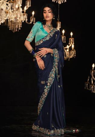 Picture of Beauteous Chiffon Navy Blue Saree