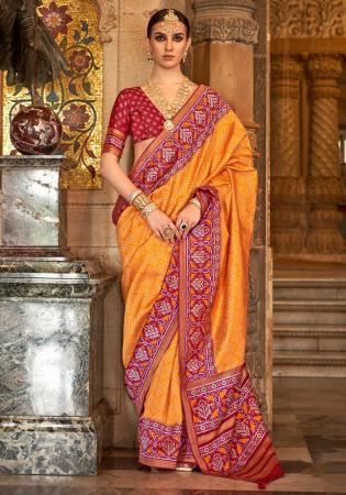 Picture of Enticing Silk Orange Saree