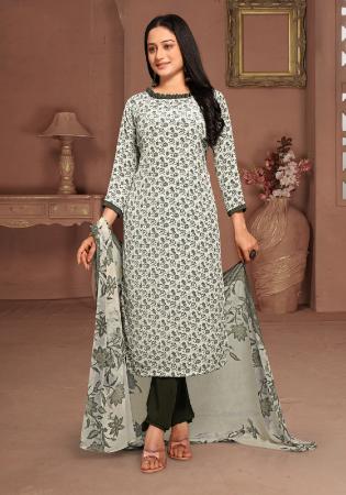 Picture of Sightly Crepe Off White Straight Cut Salwar Kameez