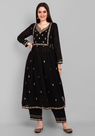 Picture of Sightly Silk Black Readymade Salwar Kameez