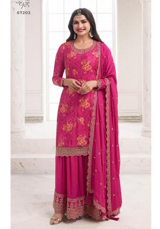 Picture of Chiffon Medium Violet Red Straight Cut Salwar Kameez