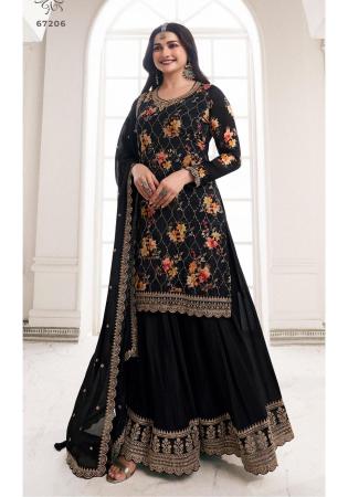 Picture of Delightful Chiffon Black Straight Cut Salwar Kameez