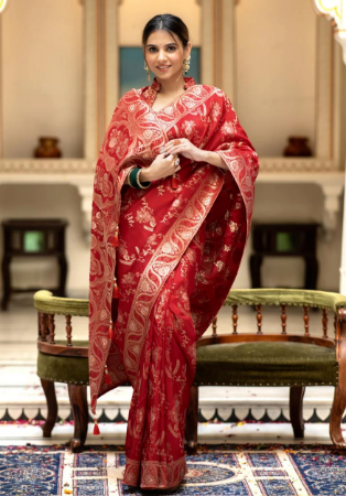 Picture of Grand Silk Crimson Saree