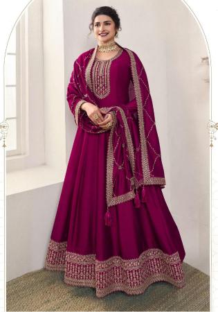 Picture of Good Looking Silk Purple Anarkali Salwar Kameez