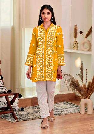 Picture of Excellent Rayon Orange Kurtis & Tunic