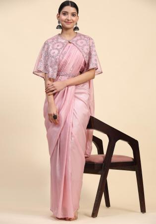 Picture of Pretty Satin Pink Saree