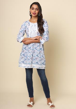 Picture of Good Looking Cotton Azure Kurtis & Tunic