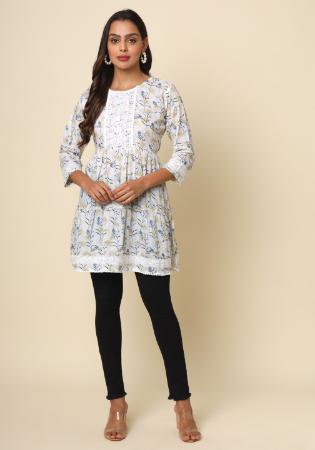 Picture of Magnificent Cotton Off White Kurtis & Tunic