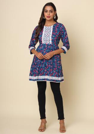 Picture of Superb Cotton Dark Slate Blue Kurtis & Tunic