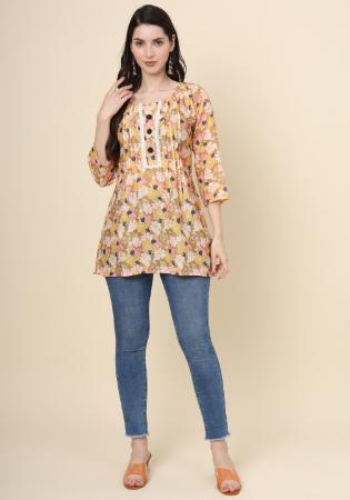 Picture of Resplendent Cotton Burly Wood Kurtis & Tunic