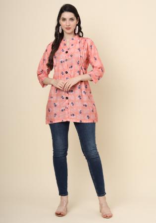 Picture of Statuesque Cotton Dark Salmon Kurtis & Tunic