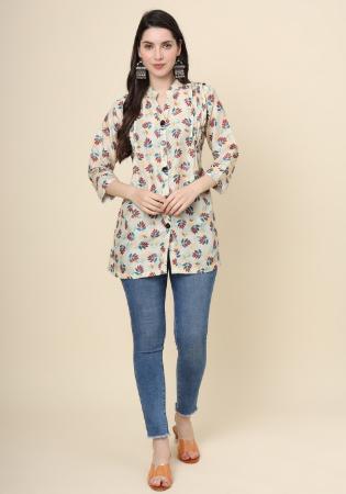 Picture of Marvelous Cotton Off White Kurtis & Tunic