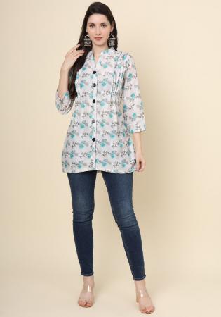 Picture of Beautiful Cotton Ghost White Kurtis & Tunic