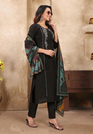 Picture of Pleasing Silk Black Readymade Salwar Kameez