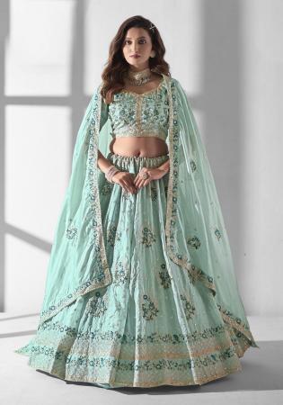 Picture of Statuesque Georgette Light Steel Blue Lehenga Choli