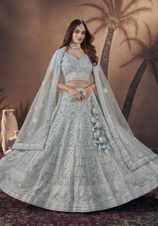 Picture of Appealing Net Sky Blue Lehenga Choli