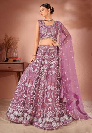 Picture of Sightly Georgette & Net Rosy Brown Lehenga Choli