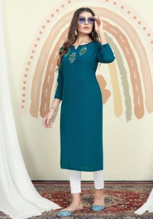 Picture of Sublime Cotton Teal Kurtis & Tunic