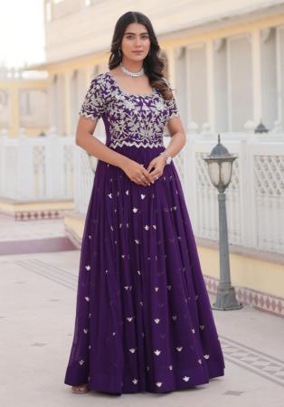 Picture of Wonderful Georgette Purple Readymade Gown