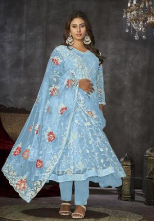 Picture of Net Medium Aqua Marine Anarkali Salwar Kameez