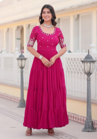 Picture of Classy Georgette Medium Violet Red Readymade Gown