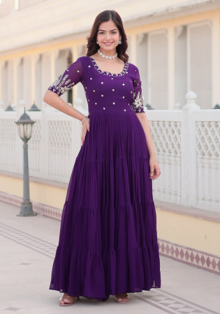 Picture of Sublime Georgette Purple Readymade Gown