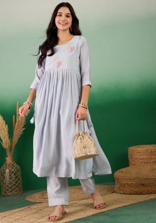 Picture of Chiffon Light Slate Grey Readymade Salwar Kameez