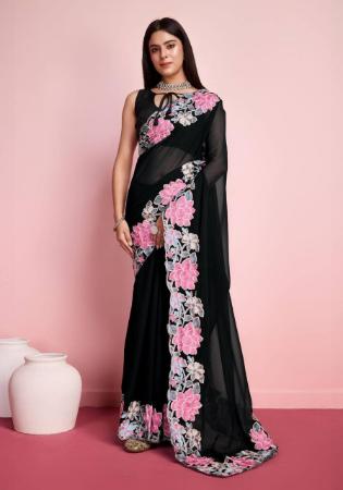 Picture of Beauteous Georgette Black Saree