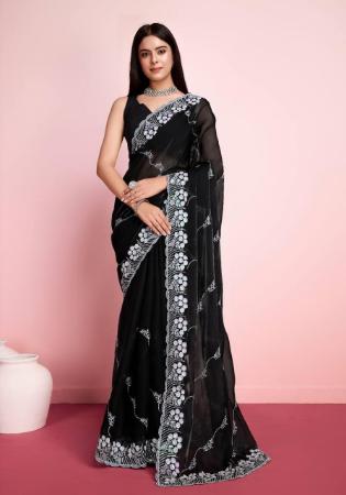 Picture of Beautiful Silk Black Saree