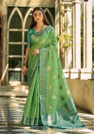 Picture of Magnificent Silk Sea Green Saree