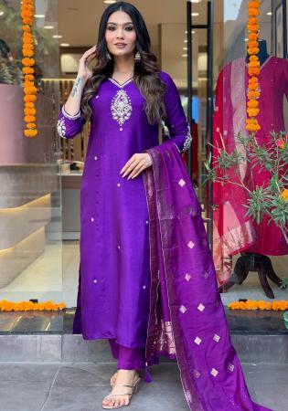 Picture of Statuesque Organza Dark Orchid Readymade Salwar Kameez