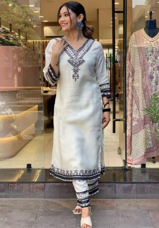 Picture of Organza Light Slate Grey Readymade Salwar Kameez